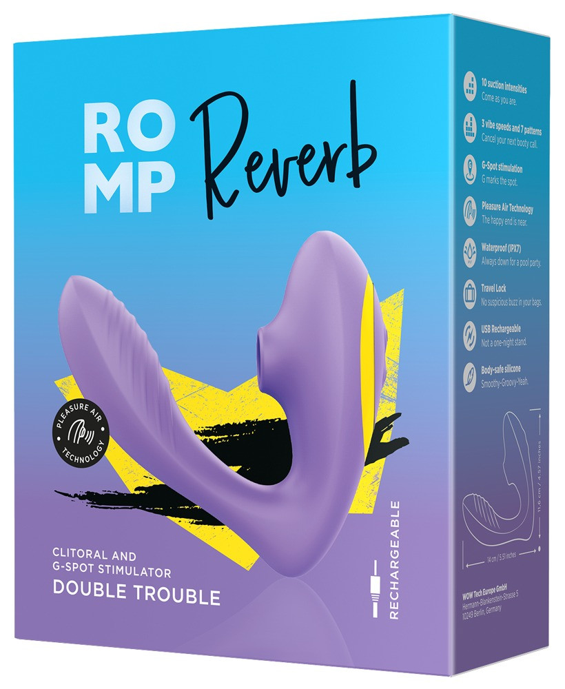 ROMP Reverb - vízálló G-pont vibrátor és csiklóizgató (lila)