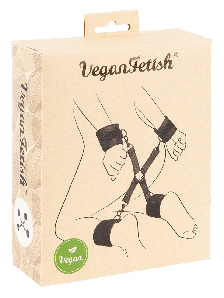 Vegan Fetish - keresztpántos csukló- és bokabilincs szett (fekete)